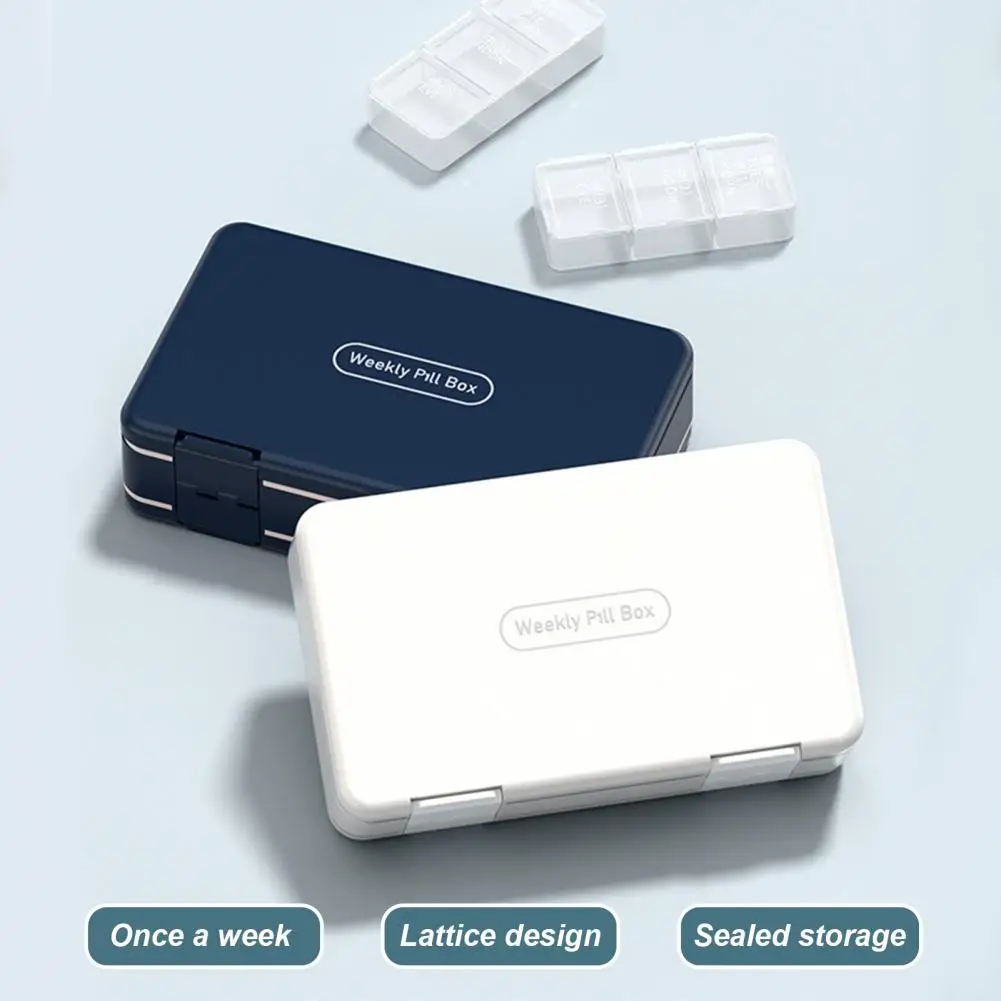 Pill Box with Compartments Pill Case with Snap-on Closure Portable 7-day Pill Organizer with 24 Compartments Double Layer
Pill Box with Compartments Pill Case with Snap-on Closure Portable 7-day Pill Organizer with 24 Compartments Double Layer