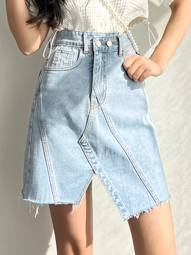 LY VAREY LIN New Summer Irregular Split Denim Skirts Women Casual High Waist A-line Skirts Lady Fashion Slim Solid Color Skrits
LY VAREY LIN New Summer Irregular Split Denim Skirts Women Casual High Waist A-line Skirts Lady Fashion Slim Solid Color Skrits