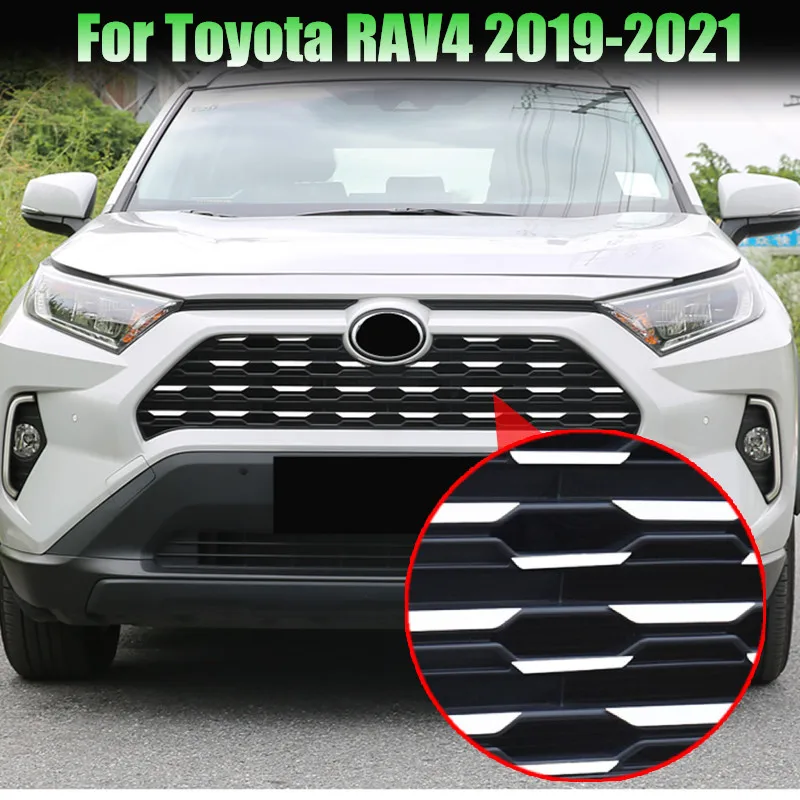 

1 комплект, наклейки на переднюю решетку радиатора для Toyota RAV4 RAV 4 2019 2020 2021 2022, Стайлинг автомобиля из нержавеющей стали