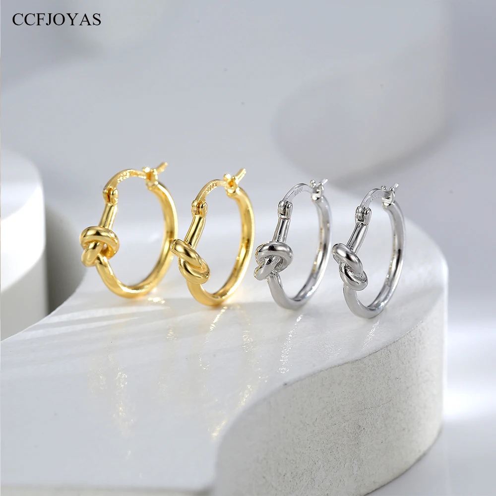 CCFJOYAS 925 Silver Needle Hoop Earrings for Women Korean Personality Exquisite Tie Round Circle Earrings Fashion Jewelry New
CCFJOYAS 925 Silver Needle Hoop Earrings for Women Korean Personality Exquisite Tie Round Circle Earrings Fashion Jewelry New