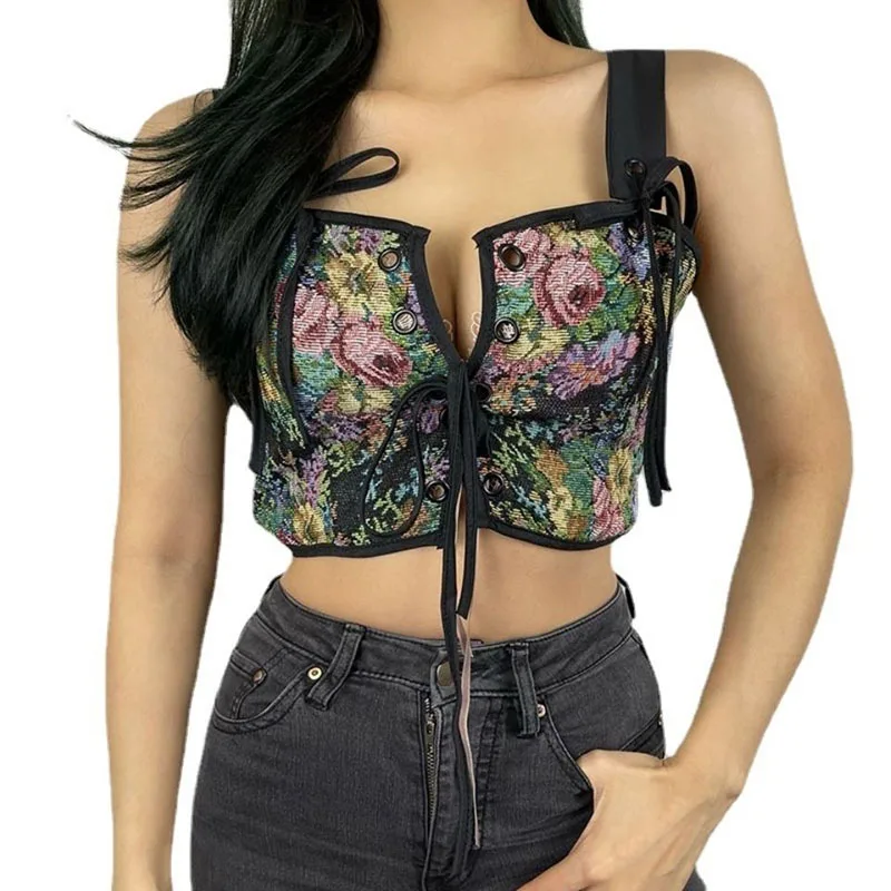 Summer 2022NewFloral Tube Crop Top Corset Camis Women Vintage Bandage Tank Cropped Tops Sexy Backless Sling Vest Female Outfit
Summer 2022NewFloral Tube Crop Top Corset Camis Women Vintage Bandage Tank Cropped Tops Sexy Backless Sling Vest Female Outfit