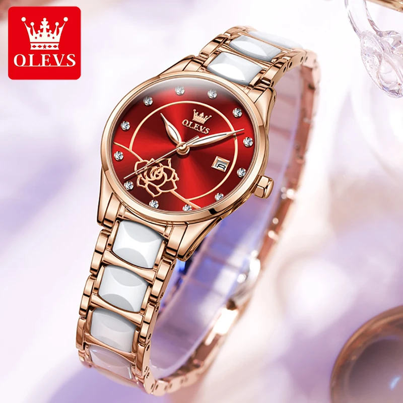 OLEVS Luxury New Quartz Watch Women Japan Movement 28MM Dial Waterproof Watch Ceramics Women Wristwatch Gift for Valentine's Day
OLEVS Luxury New Quartz Watch Women Japan Movement 28MM Dial Waterproof Watch Ceramics Women Wristwatch Gift for Valentine's Day