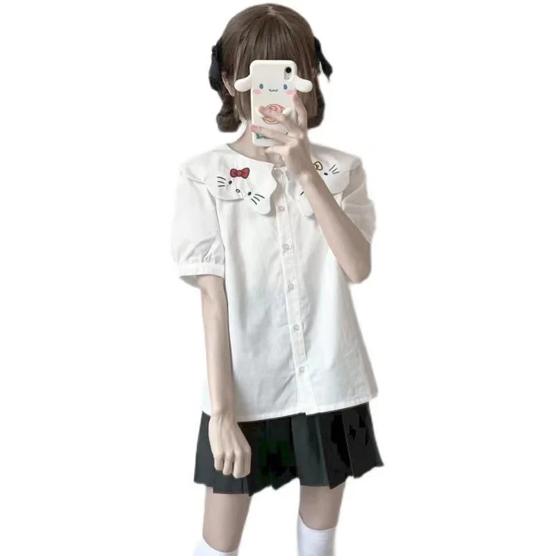 Hello kitty Japanese girl soft girl college style cute bow embroidery petal doll collar short-sleeved white shirt
Hello kitty Japanese girl soft girl college style cute bow embroidery petal doll collar short-sleeved white shirt