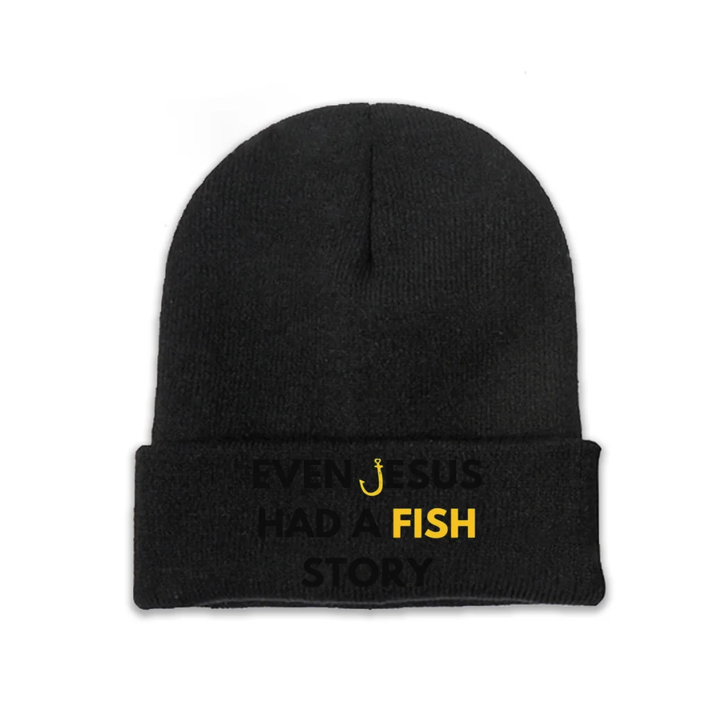 Carp Fishing Art Culture Skullies Beanies Caps Even Jesus Had A Fish Story Black Knitted Winter Warm Bonnet Hats Unisex Ski Cap
Carp Fishing Art Culture Skullies Beanies Caps Even Jesus Had A Fish Story Black Knitted Winter Warm Bonnet Hats Unisex Ski Cap