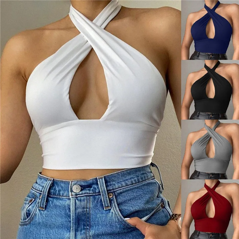 Women Strappy Cross Over Front Cut Out Halter Neck Sleeveless Backless Crop Top Bandage Vest Summer Sexy Tops Woman Clothes
Women Strappy Cross Over Front Cut Out Halter Neck Sleeveless Backless Crop Top Bandage Vest Summer Sexy Tops Woman Clothes
