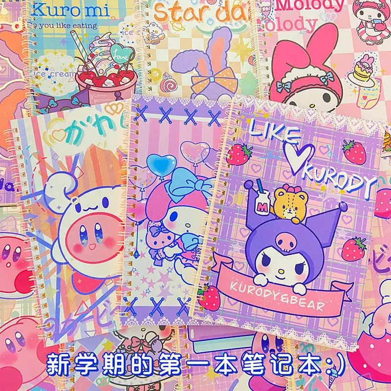 4Pcs/Set Kawaii Sanrios Coil Notebook Kuromi My Melody Kirby A5 Cartoon Anime Girl Heart Notepad Message Book for a Girl's Gift
4Pcs/Set Kawaii Sanrios Coil Notebook Kuromi My Melody Kirby A5 Cartoon Anime Girl Heart Notepad Message Book for a Girl's Gift