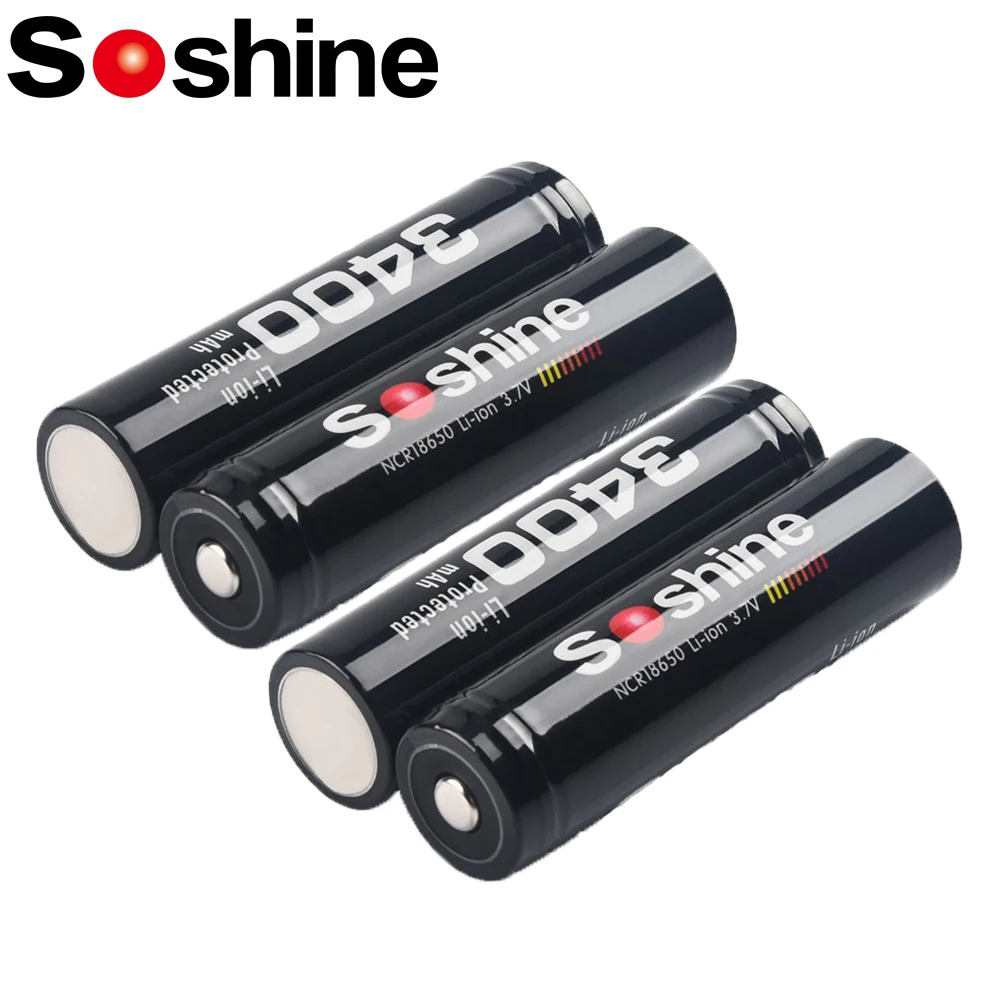 

Soshine 3.7V 18650 3400mAh Battery 3400mAh 18650 Lithium Rechargeable Battery with Protected for Flashlights Small Fans Radio