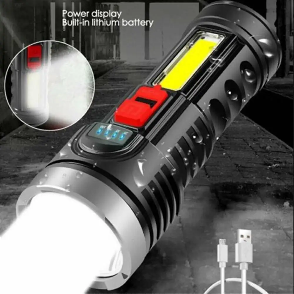 Small LED Flashlight IP65 Waterproof Rechargeable Super Bright LED Flashlight With Cob Sidelight for Emergency Camping Hiking
Small LED Flashlight IP65 Waterproof Rechargeable Super Bright LED Flashlight With Cob Sidelight for Emergency Camping Hiking