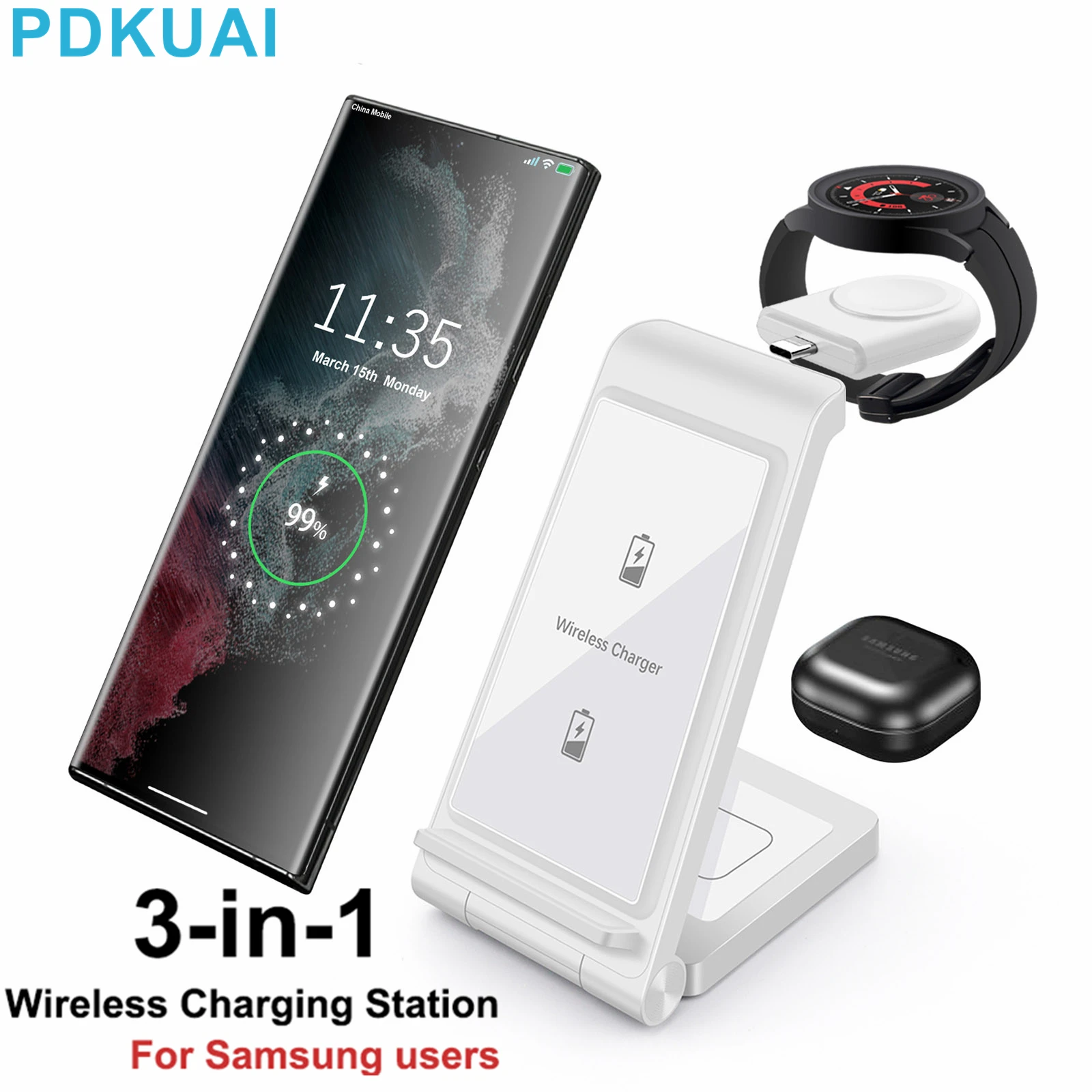 3 In 1 Wireless Charging Stand for Samsung Watch 5 4 Active 2 Charger Station for Galaxy S23 Ultra S22 S21 Z Flip Fold4 Buds Pro
3 In 1 Wireless Charging Stand for Samsung Watch 5 4 Active 2 Charger Station for Galaxy S23 Ultra S22 S21 Z Flip Fold4 Buds Pro