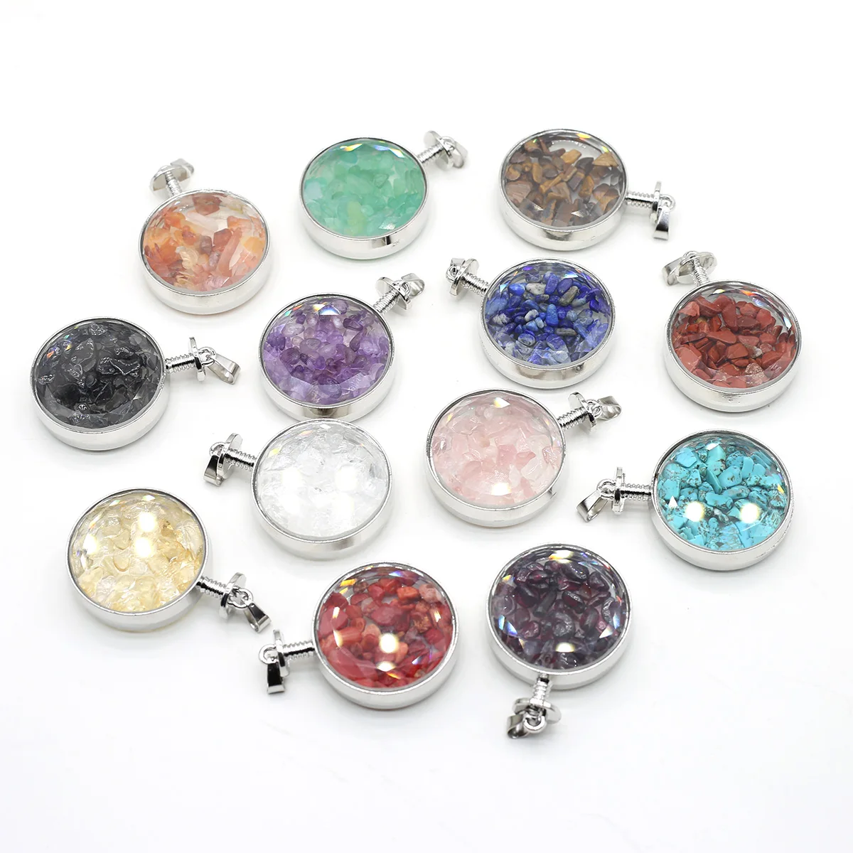 Elegance Round Shape Transparent Glass Pendant Gravel Lapis lazuli Citrine Onyx for Jewelry Making DIY Women Necklace Gifts
Elegance Round Shape Transparent Glass Pendant Gravel Lapis lazuli Citrine Onyx for Jewelry Making DIY Women Necklace Gifts