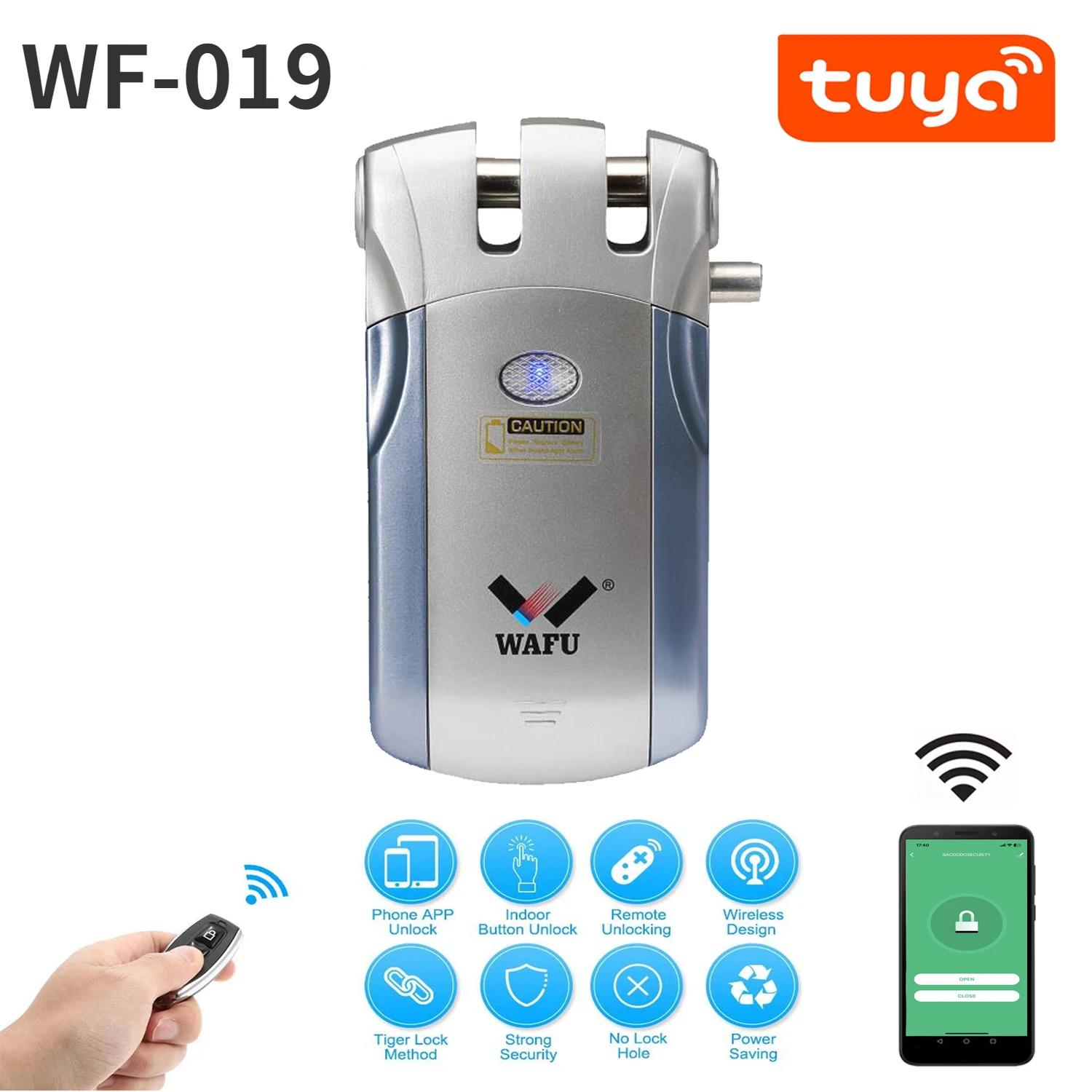 

Tuya APP WiFi Wireless Smart Remote Control Electric Lock WF-019 Invisible Keyless Entry Door Lock For Indoor Home Office Used
