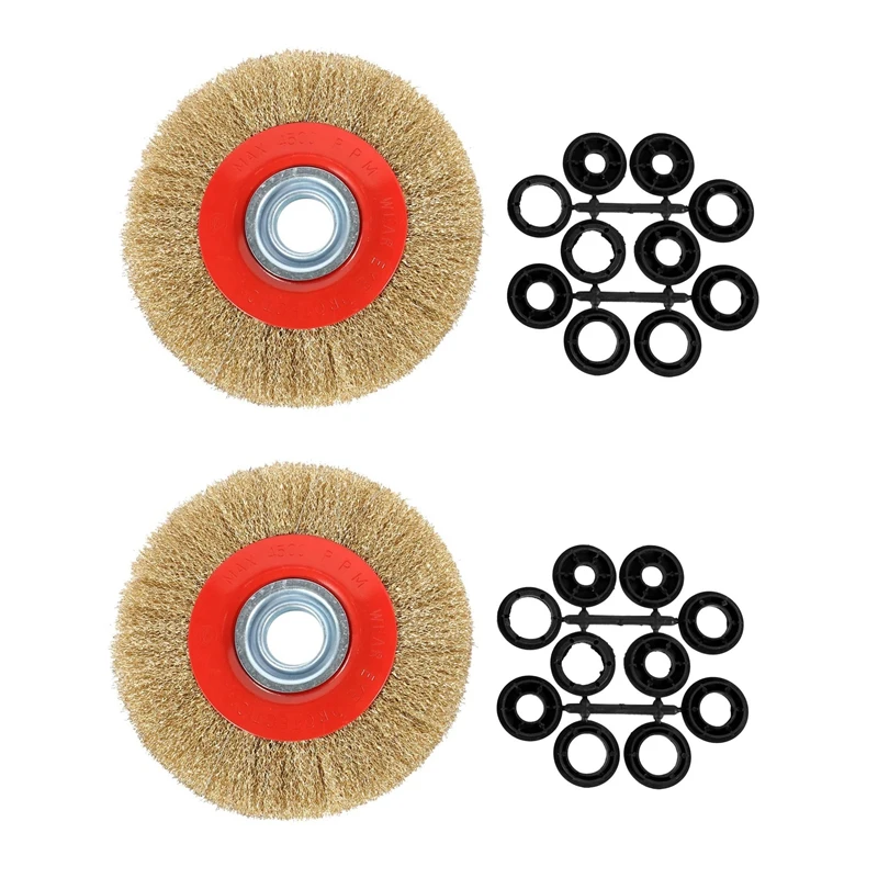 2Pcs 8 Inch 200Mm Steel Flat Wire Wheel Brush With 10Pcs Adaptor Rings For Bench Grinder Polish
2Pcs 8 Inch 200Mm Steel Flat Wire Wheel Brush With 10Pcs Adaptor Rings For Bench Grinder Polish