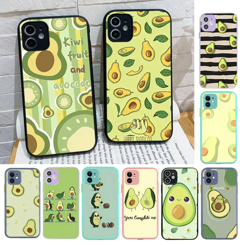 

Cute Cartoon Fruit Avocado Phone Case for iPhone X XR XS 7 8 Plus 11 12 13 pro MAX 13mini Translucent Matte Case