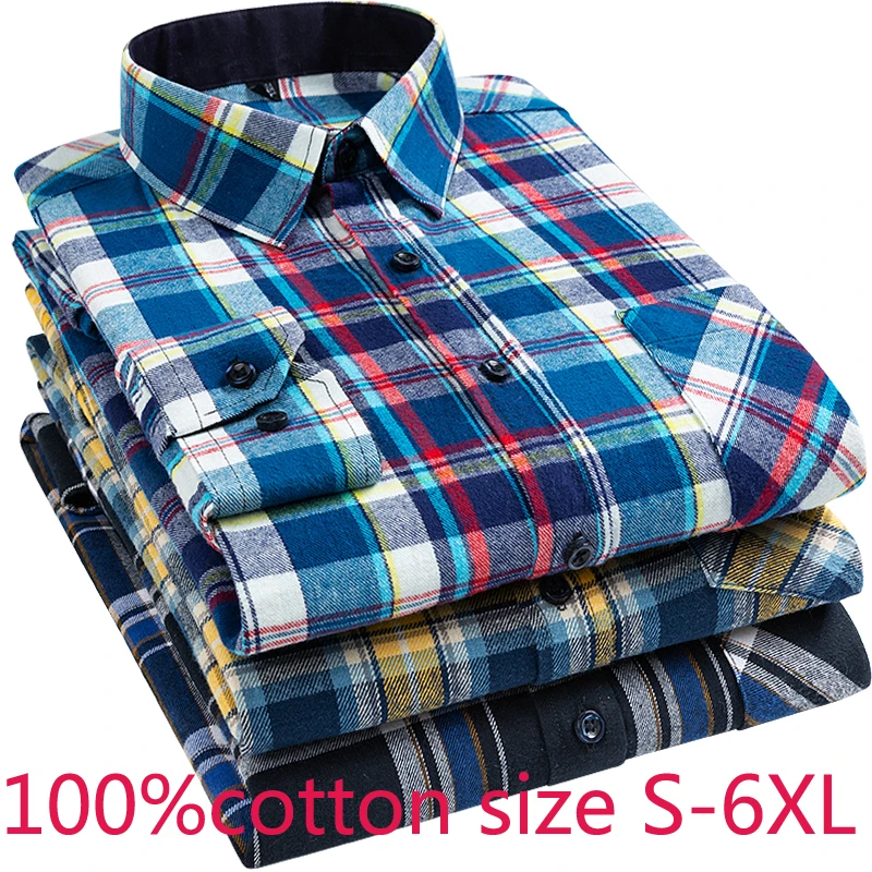 New Arrival Autumn Cotton Long Sleeved Dress Shirts Smart Casual Flannel Plaid Large Thick Plus Size S-3XL 4XL 5XL6XL 
New Arrival Autumn Cotton Long Sleeved Dress Shirts Smart Casual Flannel Plaid Large Thick Plus Size S-3XL 4XL 5XL6XL