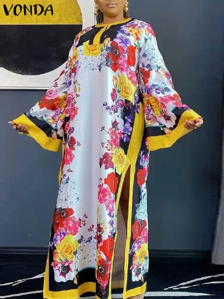 Bohemian Floral Printed Maxi Dress 2022 VONDA Women Summer Long Flare Sleeve Party Dress Female Casual Split Beach Vestido Robe
Bohemian Floral Printed Maxi Dress 2022 VONDA Women Summer Long Flare Sleeve Party Dress Female Casual Split Beach Vestido Robe