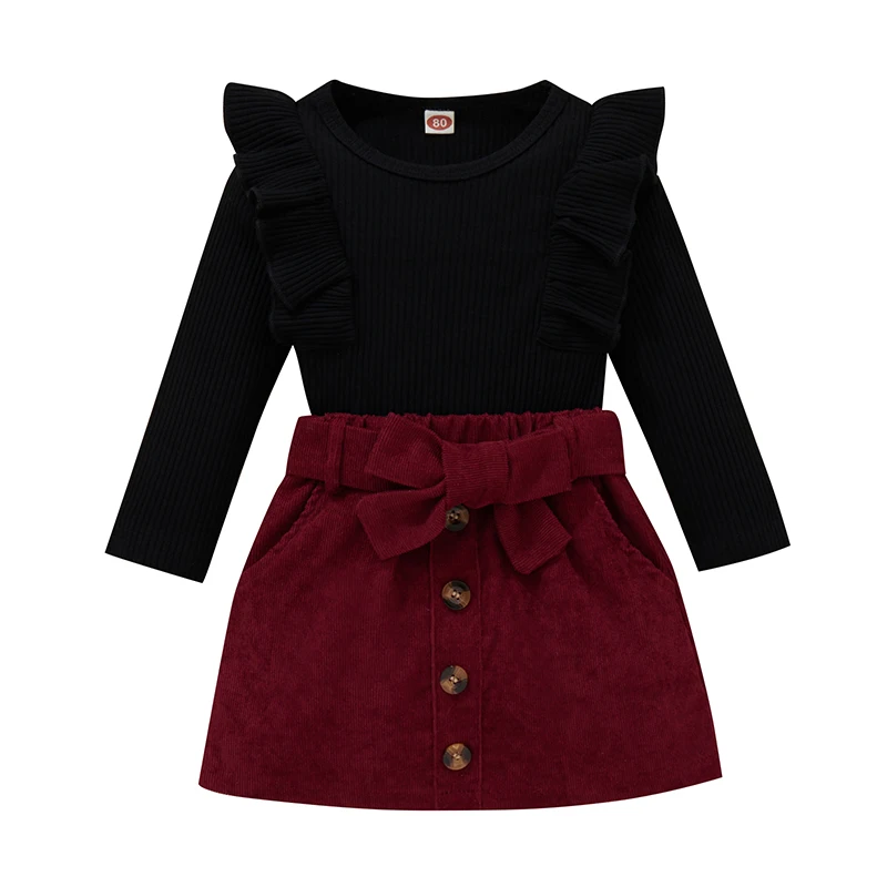 2Pcs Kids Little Girls Outfit Clothes Set Toddlers Infant Sweet Solid Rib Ruffle Long Sleeve Tops+Button Skirts Spring Fall Suit
2Pcs Kids Little Girls Outfit Clothes Set Toddlers Infant Sweet Solid Rib Ruffle Long Sleeve Tops+Button Skirts Spring Fall Suit