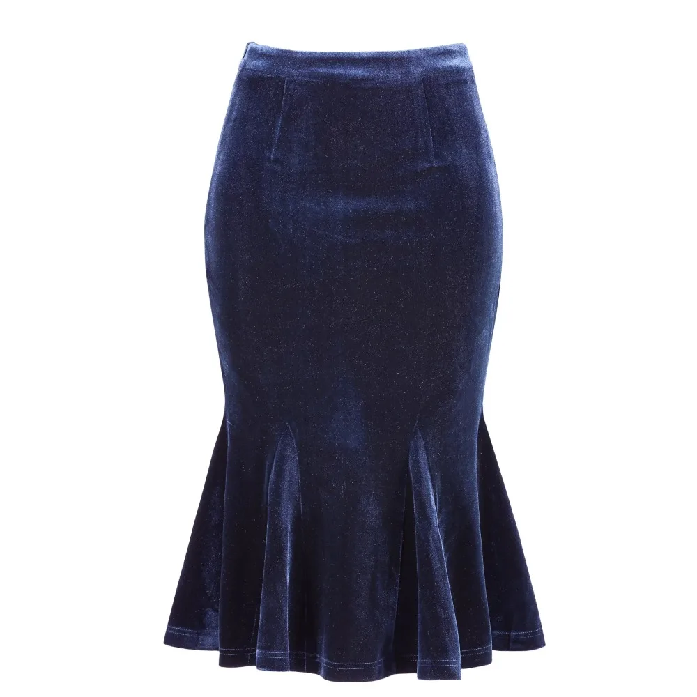 

Женская элегантная облегающая бархатная юбка миди в стиле ретро с эластичной спинкой, женская одежда, длинная мини-юбка из денима 2023
