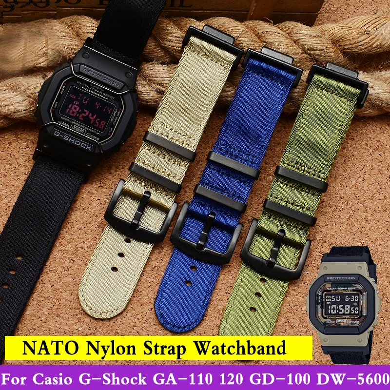 Нейлоновый ремешок для часов Casio G-Shock GA-110 120 GD-100 DW-5600 DW-6900 ремешок с металлическими разъемами адаптеров
Нейлоновый ремешок для часов Casio G-Shock GA-110 120 GD-100 DW-5600 DW-6900 ремешок с металлическими разъемами адаптеров