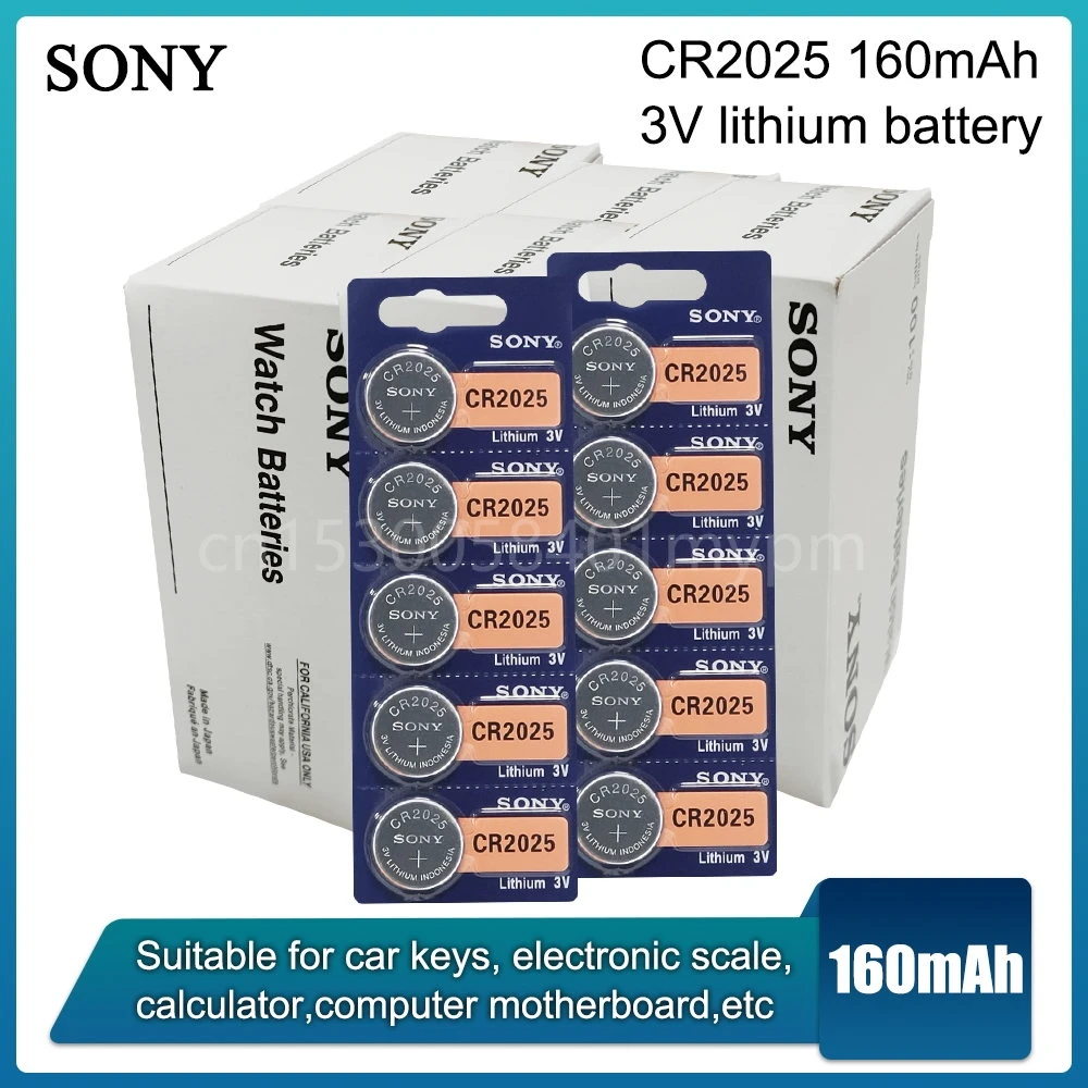 SONY Original Cr2025 Button Cell Batteries Cr 2025 DL2025 LM2025 3V Lithium Coin Battery for Watch Weight Scale
SONY Original Cr2025 Button Cell Batteries Cr 2025 DL2025 LM2025 3V Lithium Coin Battery for Watch Weight Scale