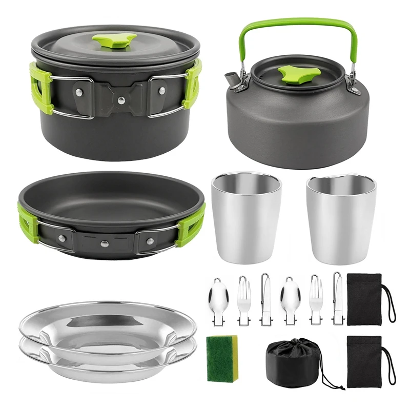 1Set Pot Pan Cup Teaport Set Hiking Picnic Tableware Equipment Camping Cookware Green
1Set Pot Pan Cup Teaport Set Hiking Picnic Tableware Equipment Camping Cookware Green