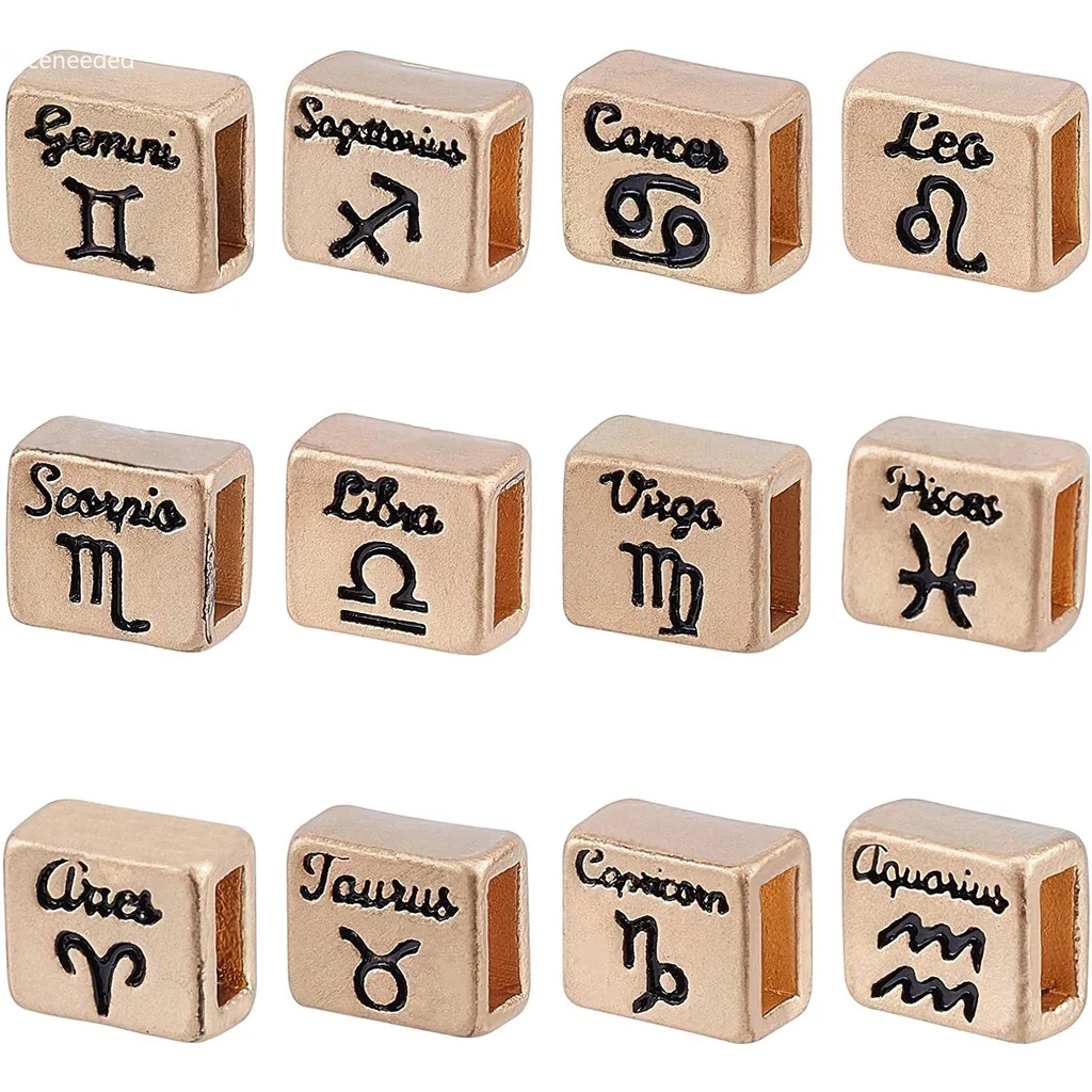 24pcs Enamel Rectangle Beads with 12 Constellations for Jewelry Making and Crafting DIY Matte Alloy Gold Color
24pcs Enamel Rectangle Beads with 12 Constellations for Jewelry Making and Crafting DIY Matte Alloy Gold Color
