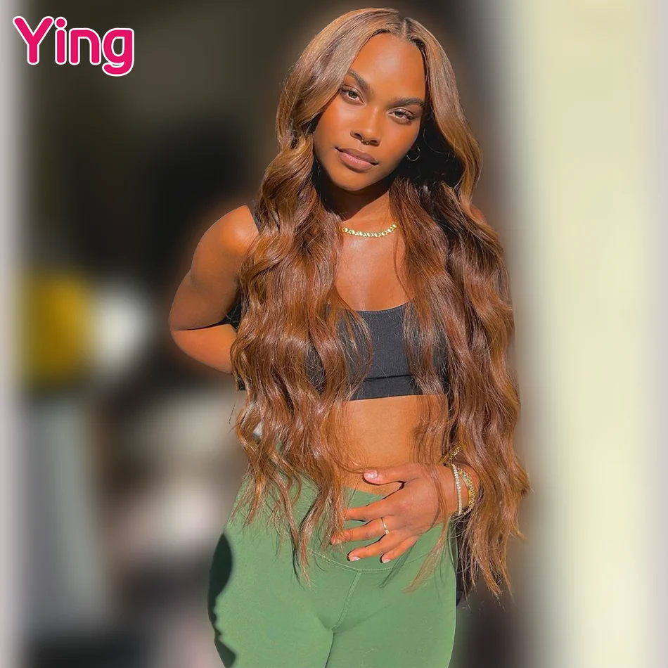 

Ying 180% Body Wave Honey Brown 13x6 Transparent Lace Front Wig 13x4 Lace Front Wig Glueless PrePlucked With Baby Hair