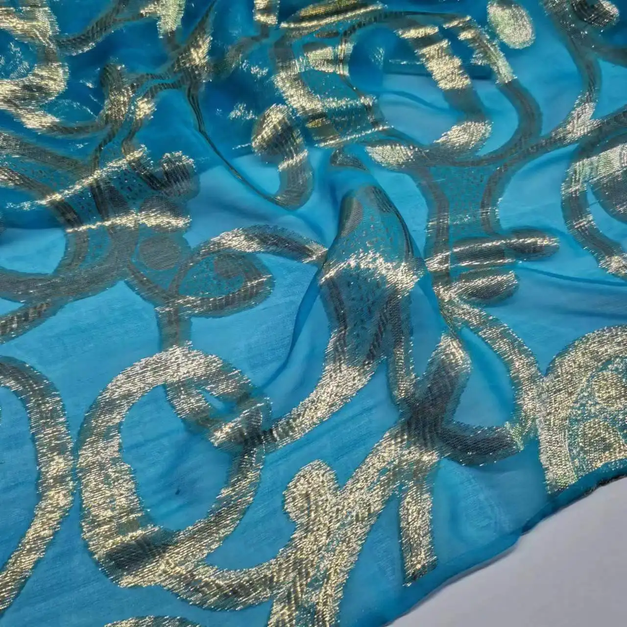

Jacquard Silk Saree Shimmer Metallic Somali Dirac Brocade Shiny Hijab Scarf Fabric DIY Sewing Material
