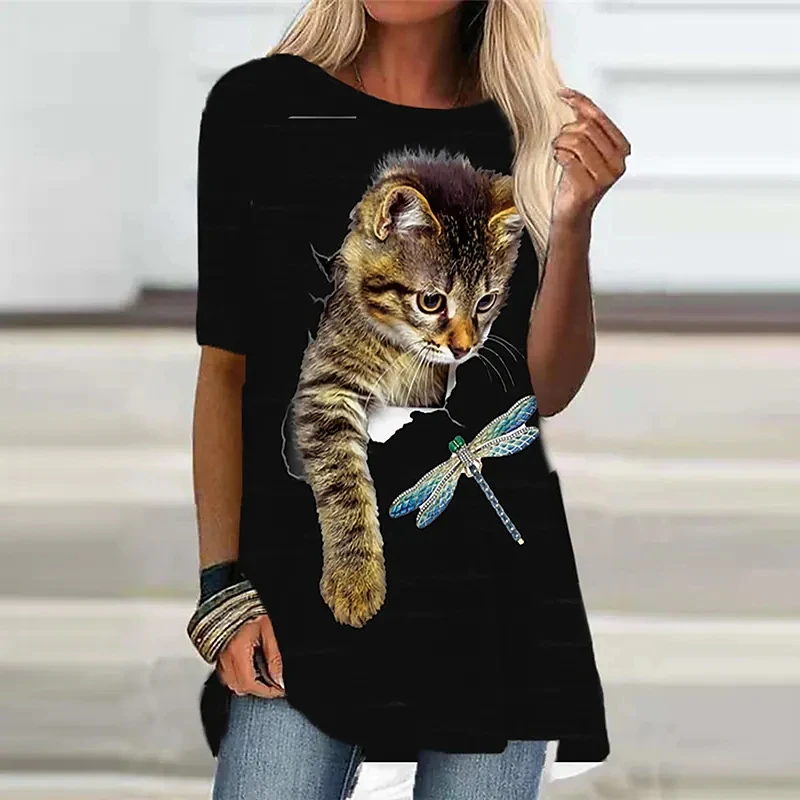 2022 Women's Cute Cat 3D Printed Tee Shirts Round Neck Loosen Pullover Basic Female Short Sleeves Summer Casual T-shirt
2022 Women's Cute Cat 3D Printed Tee Shirts Round Neck Loosen Pullover Basic Female Short Sleeves Summer Casual T-shirt