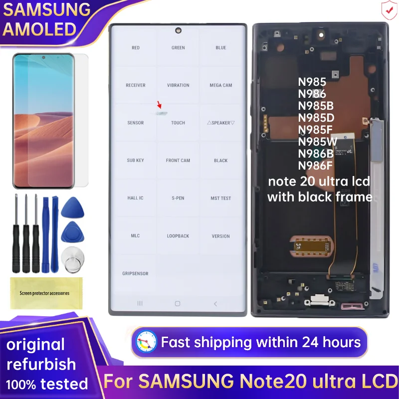 Original Note20 Ultra Display With Black Frame For Samsung Galaxy Note 20 Ultra LCD N985 N986 Touch Screen Digitizer Replacement
Original Note20 Ultra Display With Black Frame For Samsung Galaxy Note 20 Ultra LCD N985 N986 Touch Screen Digitizer Replacement