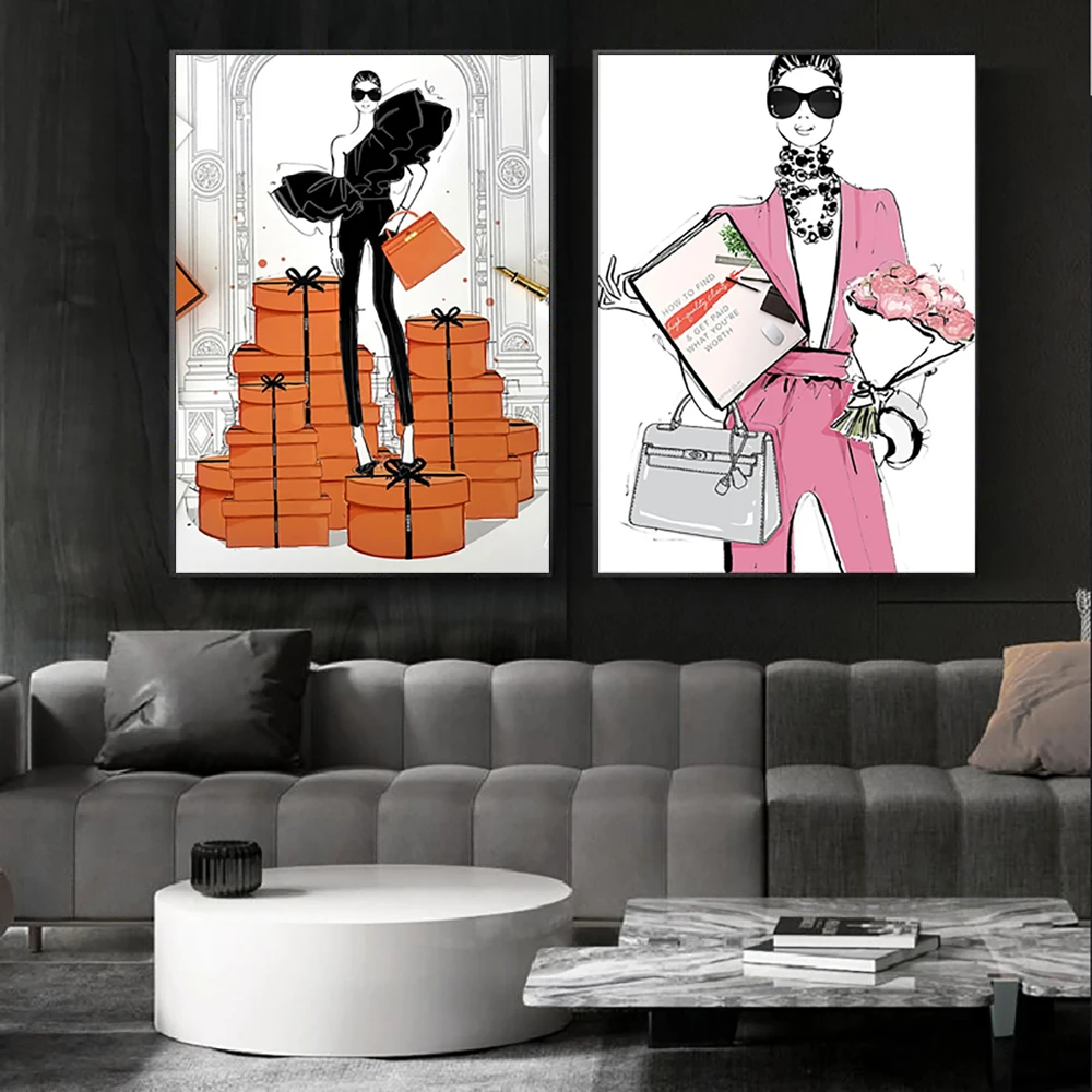 Fashion Girl Modern Style Canvas Prints Poster Luxury Woman Portrait Hand Painted Decoration Cuadros Nordic Wall Art Picture
Fashion Girl Modern Style Canvas Prints Poster Luxury Woman Portrait Hand Painted Decoration Cuadros Nordic Wall Art Picture