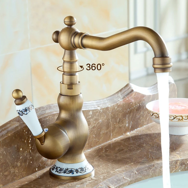 Luxury Classical Antique Bathroom Sink Faucet 360 Degree Swivel Spout Basin Mixer Tap Kitchen Faucet 
Luxury Classical Antique Bathroom Sink Faucet 360 Degree Swivel Spout Basin Mixer Tap Kitchen Faucet