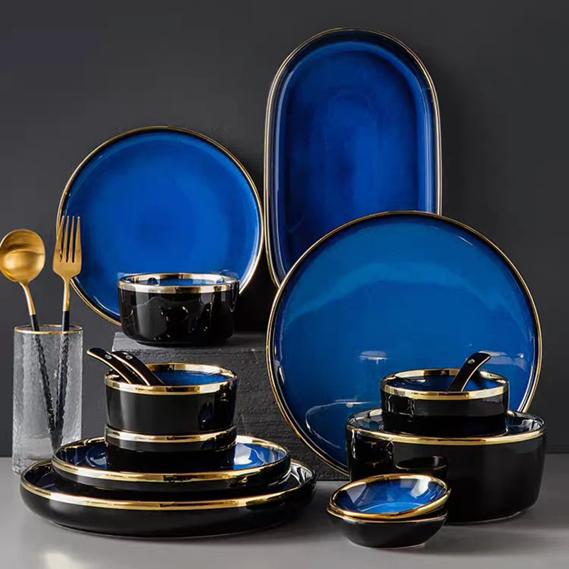 Kiln glaze Blue Dinner Plates Dishes Ceramic Plates for Food Salald Soup Bowl Tableware Dinner Set for Restaurant Hotel High End
Kiln glaze Blue Dinner Plates Dishes Ceramic Plates for Food Salald Soup Bowl Tableware Dinner Set for Restaurant Hotel High End