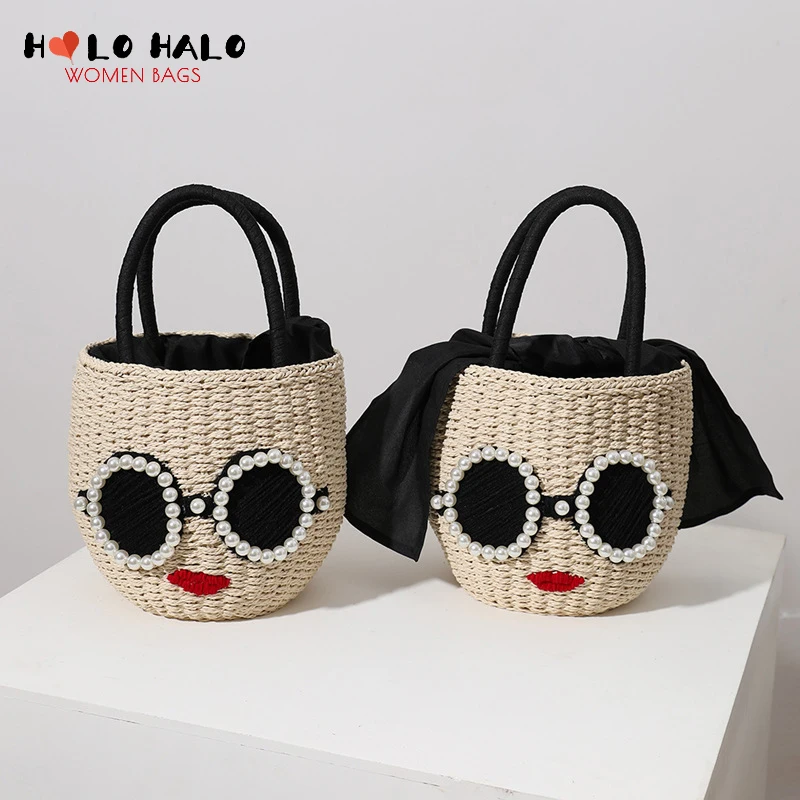 New Pearl Sunglasses Cartoon Design Straw Bucket Shape Women Handbag Shoulder Bag Crossbody Bag Female Pouch Totes Chain Purse
New Pearl Sunglasses Cartoon Design Straw Bucket Shape Women Handbag Shoulder Bag Crossbody Bag Female Pouch Totes Chain Purse