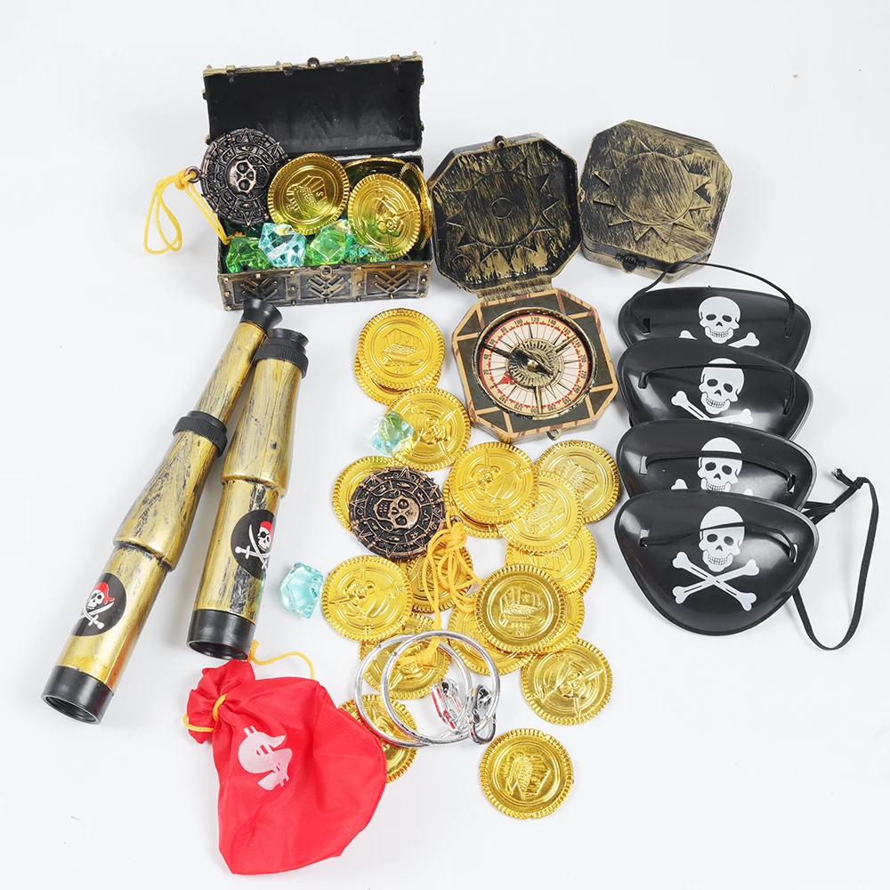 60Pcs Pirate Captain Theme Kids Birthday Party Halloween Supplies Telescope Compass Eye Patches Treasure Toys Favor - купить по