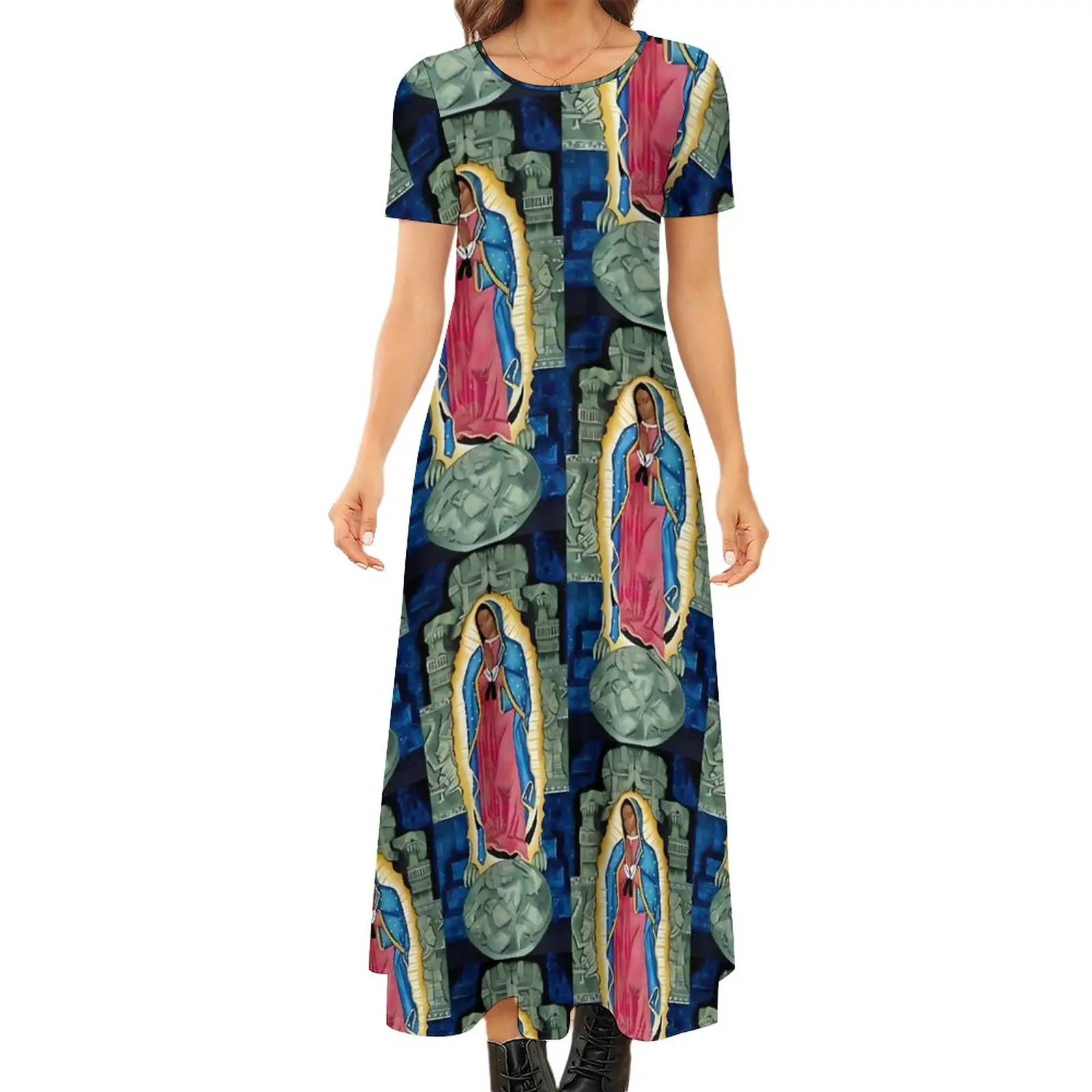 Virgin Mary Dress Guadalupe Tonantzin Vintage Maxi Dress Short Sleeve Streetwear Bohemia Long Dresses Print Big Size Vestido
Virgin Mary Dress Guadalupe Tonantzin Vintage Maxi Dress Short Sleeve Streetwear Bohemia Long Dresses Print Big Size Vestido
