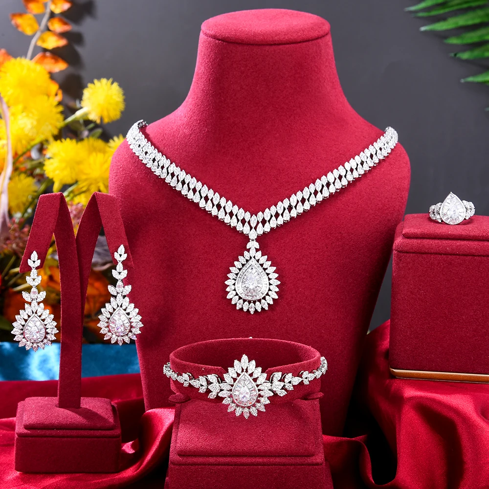 Kellybola New 4PCS Shiny Luxury Bangle Earrings Necklace Ring Jewelry Set Brides Wedding Jewellery Full CZ Charm High Quality
Kellybola New 4PCS Shiny Luxury Bangle Earrings Necklace Ring Jewelry Set Brides Wedding Jewellery Full CZ Charm High Quality