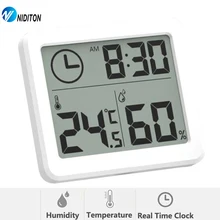 Digital Clock Desk Clock with Temperature Humidity Wall Clocks for Home Kitchen Office Desk Decorations NIDITON