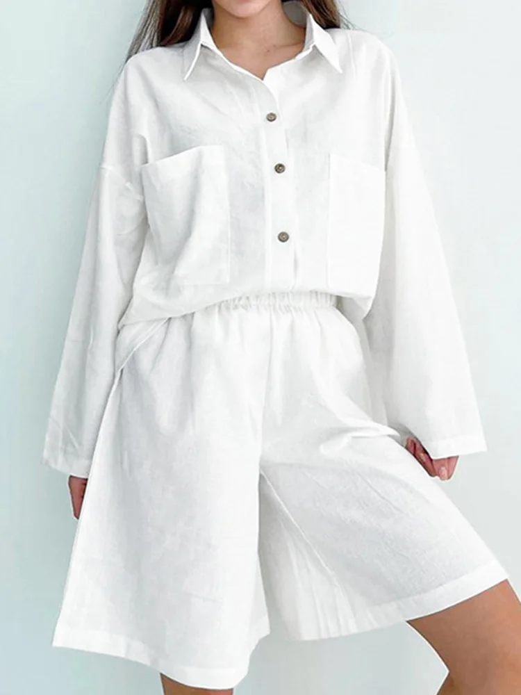 Classic Fashion 2 Piece Suits Women Spring Summer Fashion Blouses Tops Short Pants Outfits Casual Simple Pant Sets Ladies 2023
Classic Fashion 2 Piece Suits Women Spring Summer Fashion Blouses Tops Short Pants Outfits Casual Simple Pant Sets Ladies 2023