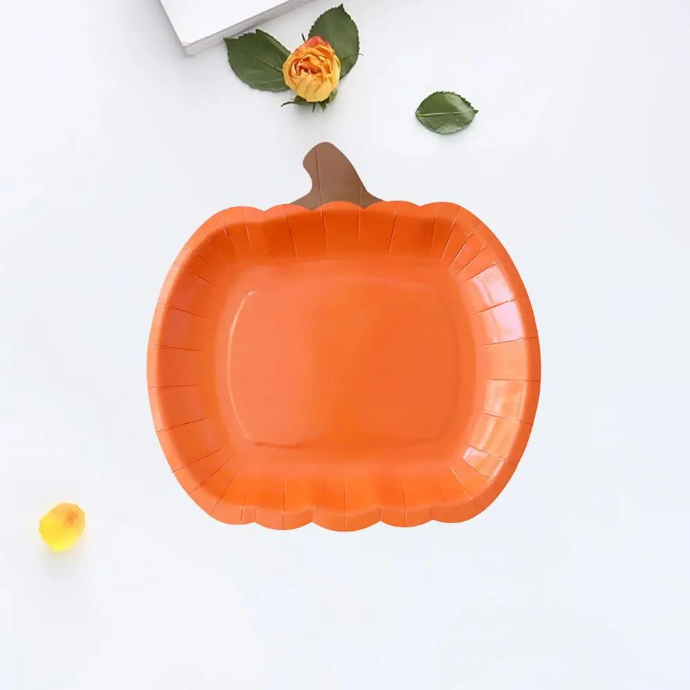 

Harvest Party Plates Festive Halloween Tableware 10 Pumpkin Paper Plates for Harvest Thanksgiving Parties with Spooky Pumpkin
