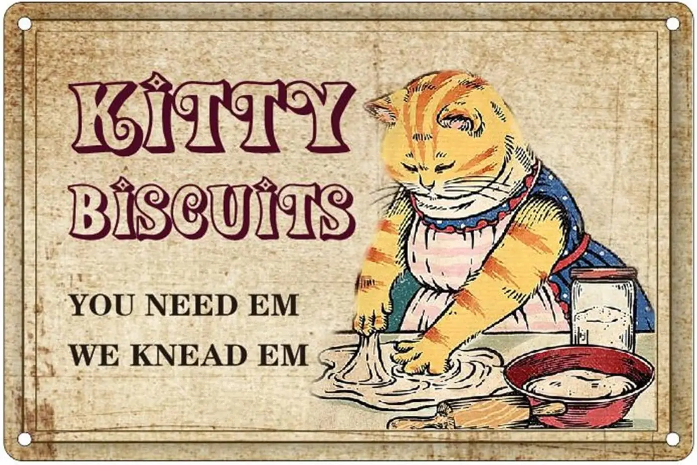 Funny Kitchen Retro Metal Tin Sign - Kitty Biscuits We Knead Em You Need Em - Vintage Baking Aluminum Sign for Home Kitchen
Funny Kitchen Retro Metal Tin Sign - Kitty Biscuits We Knead Em You Need Em - Vintage Baking Aluminum Sign for Home Kitchen