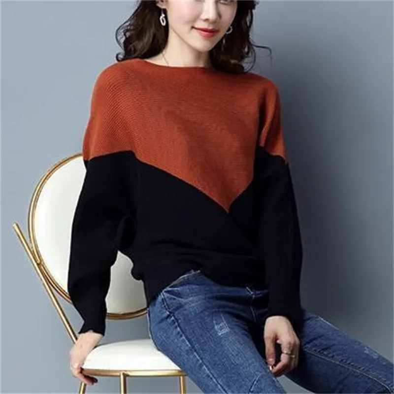 Женский пуловер с рукавом «летучая мышь» на весну и осень 
Женский пуловер с рукавом «летучая мышь» на весну и осень