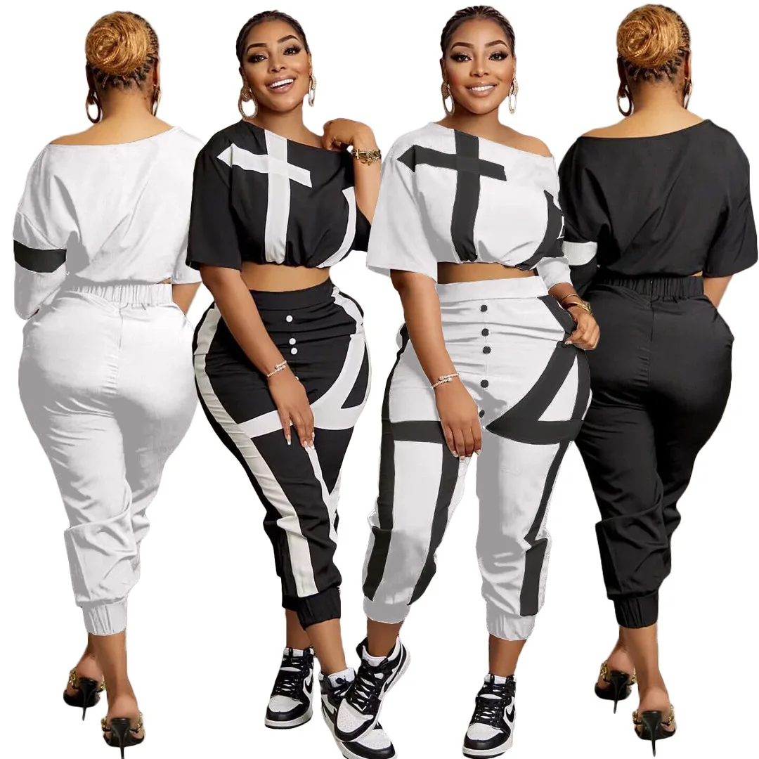 Casual O-neck Short Sleeves Pullover & Long Pant Outfits Women Fashion Colour Blocking 2Pc Suit Casual Loose Tracksuits Set
Casual O-neck Short Sleeves Pullover & Long Pant Outfits Women Fashion Colour Blocking 2Pc Suit Casual Loose Tracksuits Set