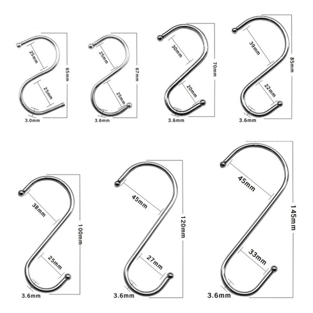 5pcs S Hooks Stainless Steel Hook Outdoor Camping Tent Hook Kitchen Meat Pan Utensil Clothes Multifunctional Hanger Hanging
5pcs S Hooks Stainless Steel Hook Outdoor Camping Tent Hook Kitchen Meat Pan Utensil Clothes Multifunctional Hanger Hanging