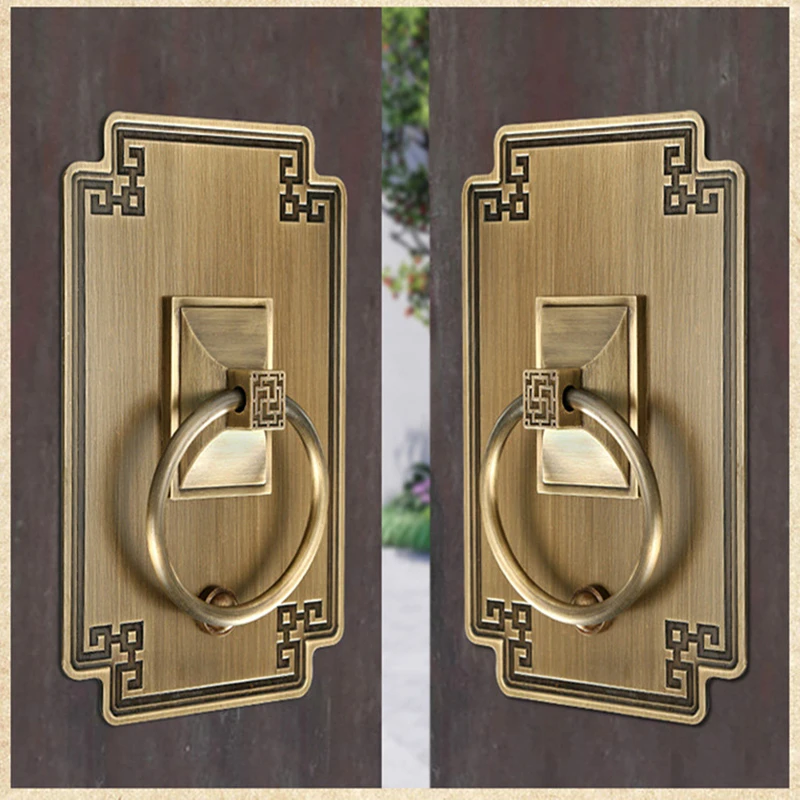 New Chinese antique door handle square bronze villa door ring pure copper opposite door Pull
New Chinese antique door handle square bronze villa door ring pure copper opposite door Pull