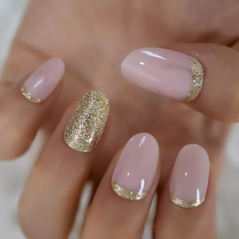 NEW IN Pink Oval Fake Nails Daily Style Gold Glitter MOO Short Nail Art Tips Press on Nails Shimmer Manicure Tip with Adhesive
NEW IN Pink Oval Fake Nails Daily Style Gold Glitter MOO Short Nail Art Tips Press on Nails Shimmer Manicure Tip with Adhesive