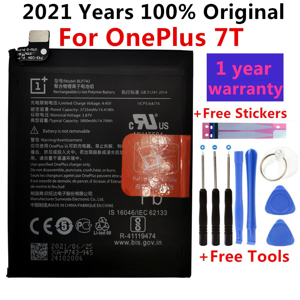 New Original Battery BLP743 3800mAh For Oneplus 7T One Plus 7T Phone Battery High Capacity OnePlus Phone Batteries Free Tools
New Original Battery BLP743 3800mAh For Oneplus 7T One Plus 7T Phone Battery High Capacity OnePlus Phone Batteries Free Tools