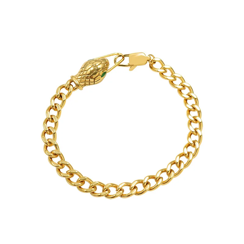 GD Trendy Stainless Steel Zirconia Snake Pendant Cuban Chain Bracelets 18 K Gold Plated Charm Bracelets for Women Jewelry Gift
GD Trendy Stainless Steel Zirconia Snake Pendant Cuban Chain Bracelets 18 K Gold Plated Charm Bracelets for Women Jewelry Gift
