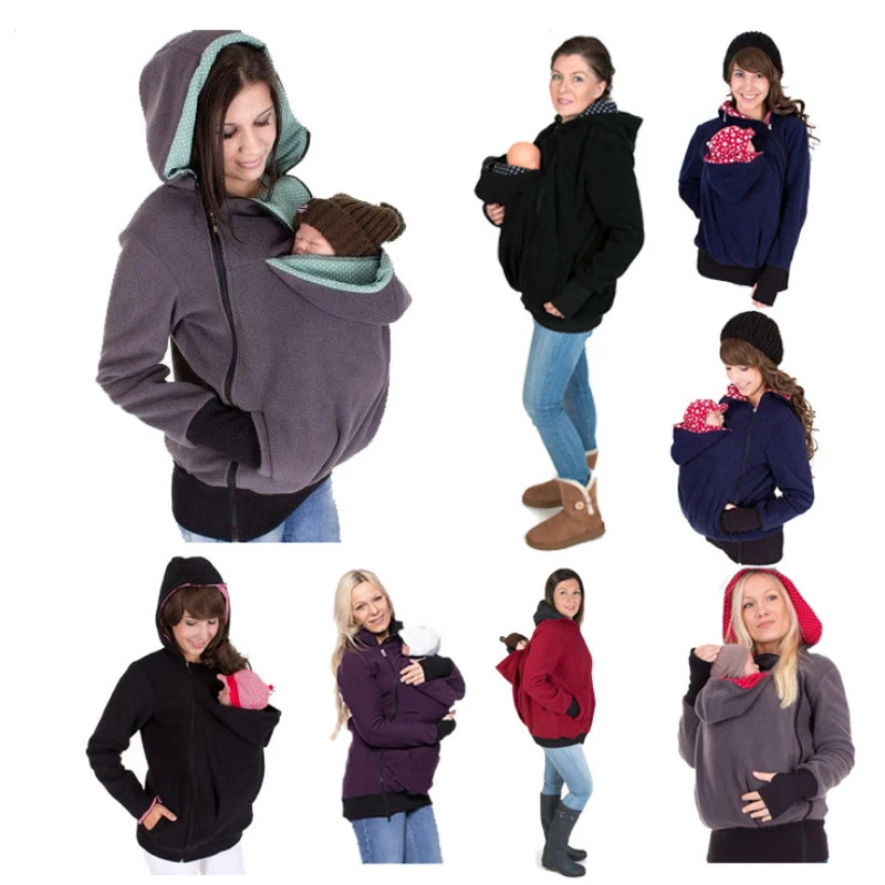 

Mother Kangaroo Hoodie Sweater Jacket Maternity Clothes Thicken Coat For Pregnant Women Parenting Child Winter Brand