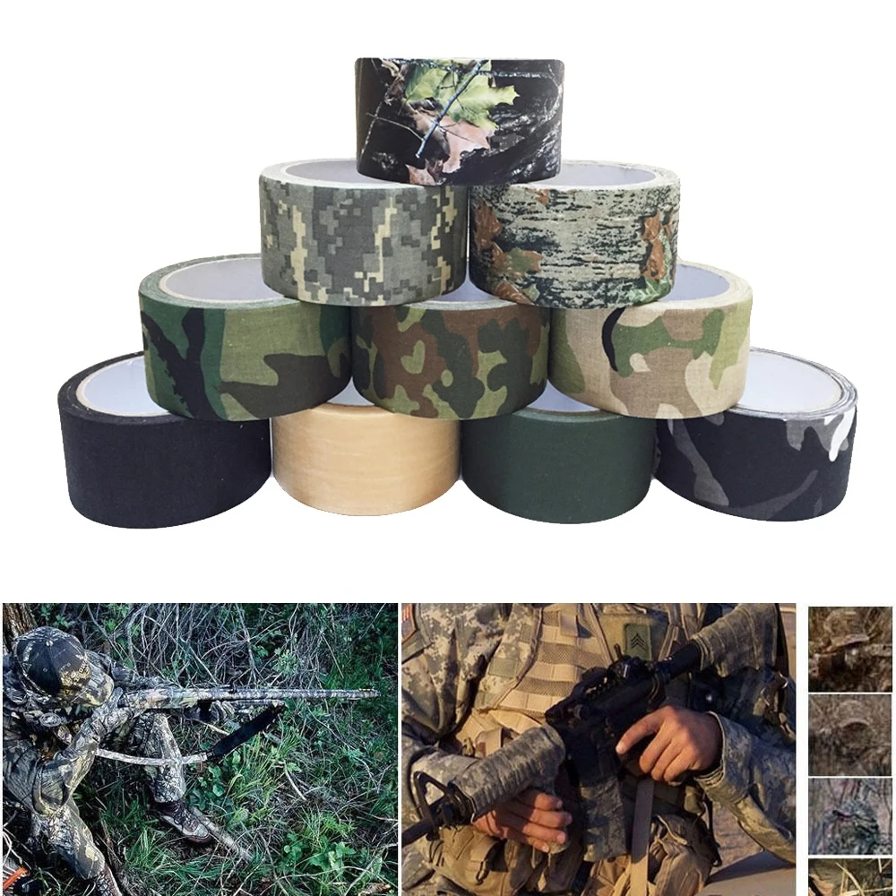 

5M/10M Multi-functional Camo Tape Self-adhesive Camouflage Hunting Paintball Airsoft Rifle Waterproof Non-Slip Stealth Tape
