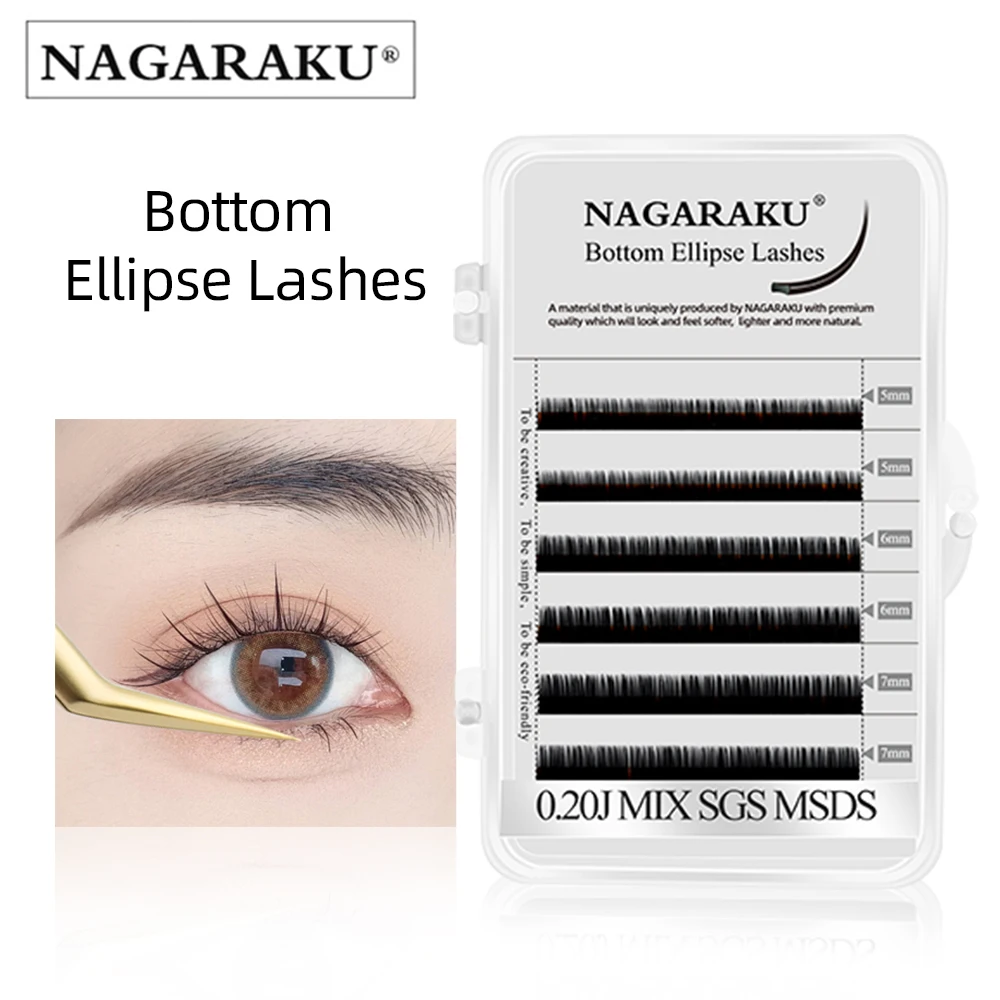 

Накладные ресницы NAGARAKU для наращивания, ресницы Эллипс с разрезом, натуральные J-образные, 5-8 мм, смешанная длина, черный цвет, мягкие искусственные ресницы для макияжа